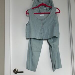 OAK + FORT Light Blue Sleeveless pant set